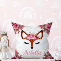 Blommigt Fox Princess Ansikte Reversible Pillow