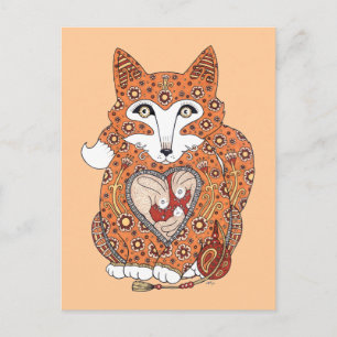 Blommigt Fox Unge vykort