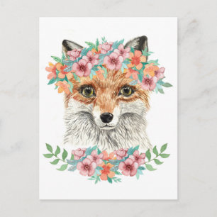 Blommigt Fox Vykort