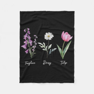 Blommigt Foxglove Daisy Tulip Flower Fleecefilt