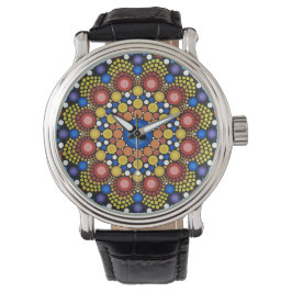 Blommigt Fractal Art Doted Retro Mandala Armbandsur