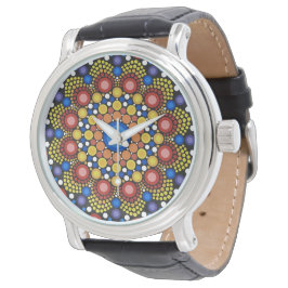 Blommigt Fractal Art Doted Retro Mandala Armbandsur