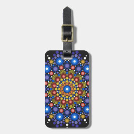 Blommigt Fractal Art Doted Retro Mandala Bagagebricka
