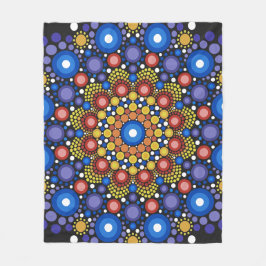 Blommigt Fractal Art Doted Retro Mandala Fleecefilt