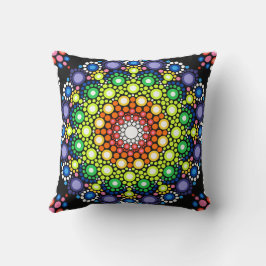 Blommigt Fractal Art Doted Retro Mandala Kudde