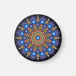 Blommigt Fractal Art Doted Retro Mandala Magnet