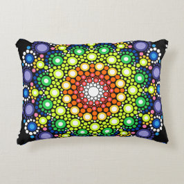 Blommigt Fractal Art Doted Retro Mandala Prydnadskudde