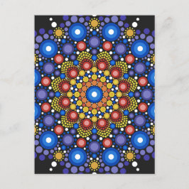 Blommigt Fractal Art Doted Retro Mandala Vykort