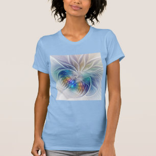 Blommigt Fractal Art, Färg Abstrakt Flower T Shirt