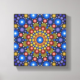 Blommigt Fractal Doted Retro Mandala Canvastryck