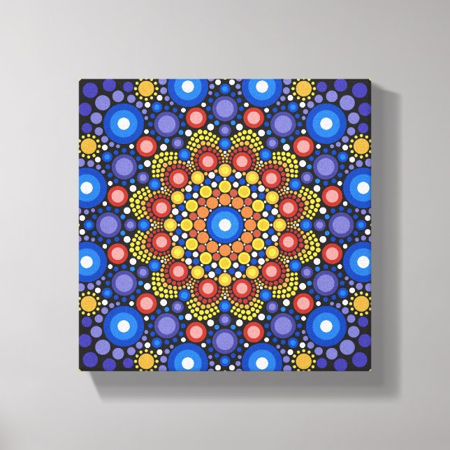 Blommigt Fractal Doted Retro Mandala Canvastryck (Framsida)