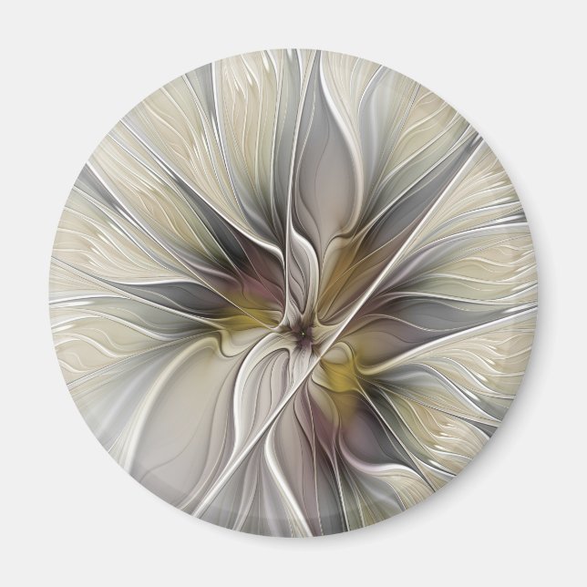 Blommigt Fractal, Fantasy Flower med Earth Färg Magnet (Framsidan)