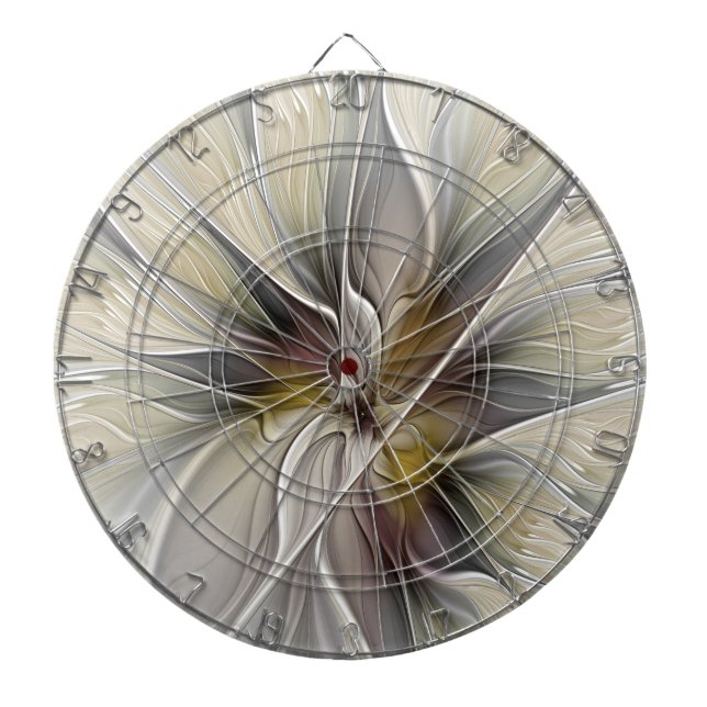 Blommigt Fractal, Fantasy Flower med Earth Färg Piltavla (Framsidan)