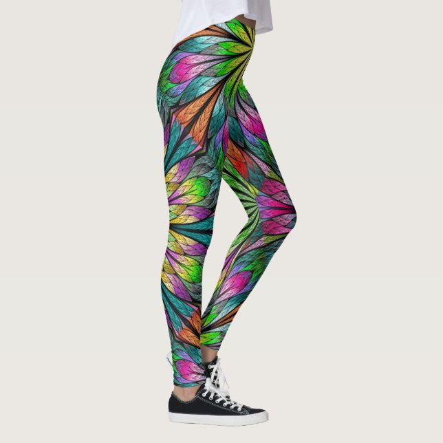 Blommigt Fractal Pop Mode Leggings (Höger)