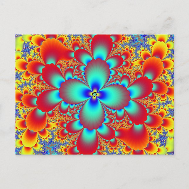 Blommigt Fractal Vykort (Framsida)