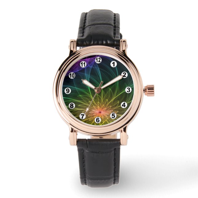 Blommigt Fractaler och fantasi ljus / Modern, Eleg Armbandsur (Framsida)