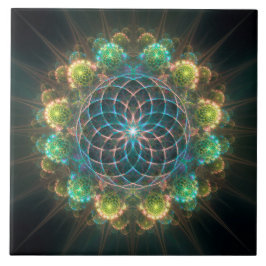 Blommigt fraktal ornament kakelplatta