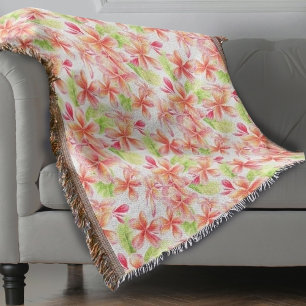 Blommigt frangipani tropiska blommor vattenfärg filt