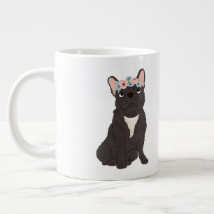 Blommigt Fransk Bulldog Älskare Black Frenchie Hun Jumbo Mugg