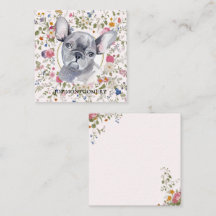 Blommigt Fransk Bulldog Hund Mamma Notecard