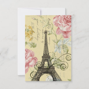 blommigt fransk Eiffel Torn Parisian födelsedagsfe Inbjudningar