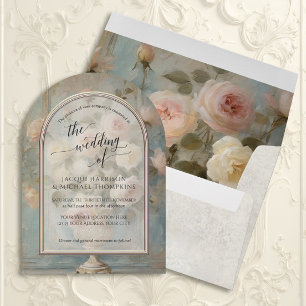 Blommigt Fransk Elegant Vintage Bukett med rosor R Inbjudningar