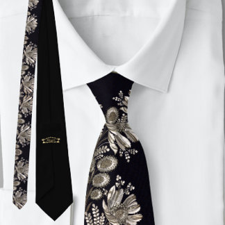 Blommigt Fransk Vintage Black Silver Slips