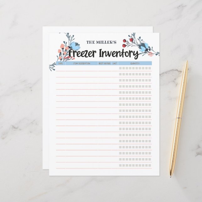 Blommigt Freezer Inventory Blue (Fram/Back In Situ)