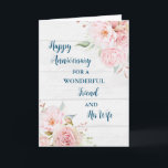 Blommigt Friend och hans helgdag Kort<br><div class="desc">Lycklig bröllop-årskort för vän och hans fru med vackra blommor av vintage,  rustiskt trä och sentimental vers.</div>