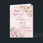 Blommigt Friend och hennes Make-årsdag Kort<br><div class="desc">Lycklig bröllop-årskort för vän och make med vackra blommor av vattenfärgad vintage och sentimental vers.</div>
