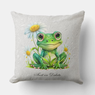Blommigt Frog Dekorativ kudde