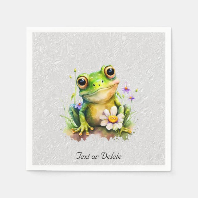 Blommigt Frog Napkins Pappersservett (Framsidan)