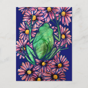 Blommigt Froggy Grönt träd Frog Art Daisy Vykort