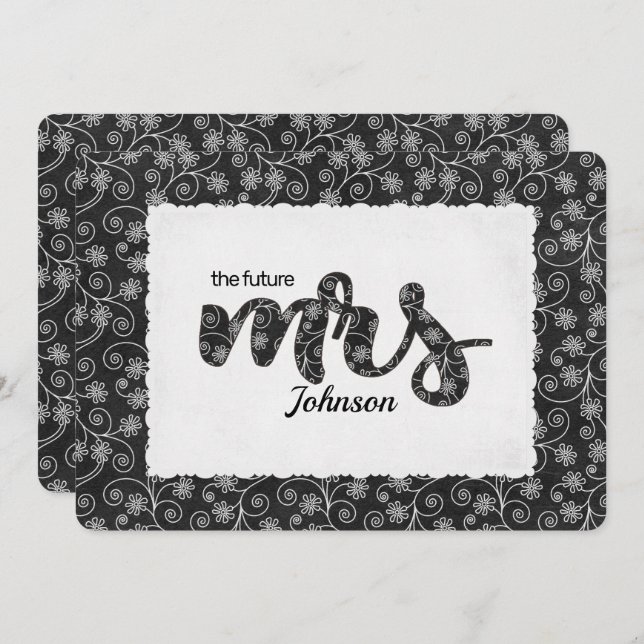 Blommigt Fru Möhippa Inbjudan (Fram/baksida)