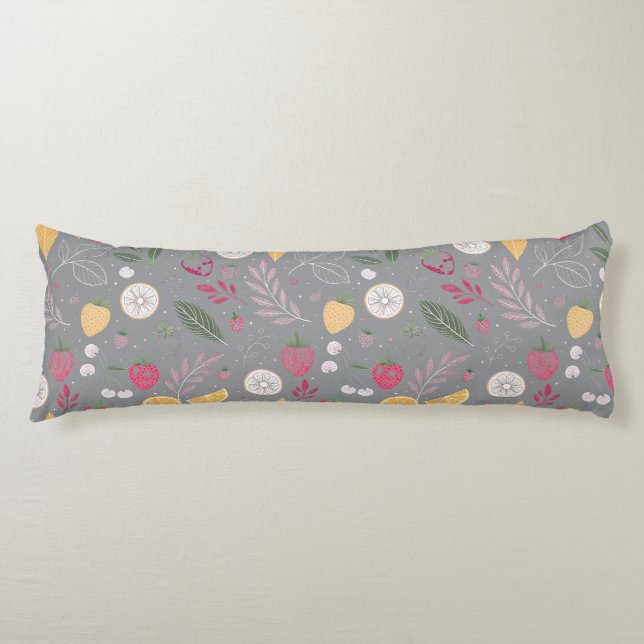 "Blommigt Fruit Mönster Decorative Body Pillow" Kroppskudde (Framsidan)