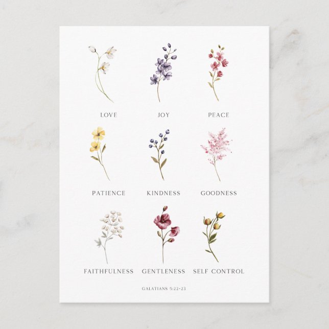 Blommigt Frukt av Spirit Galatians 5 vykort (Framsida)