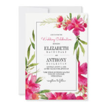 Blommigt Fuchsia | GRÖNT | Svarta Rand Bröllop