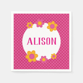 Blommigt Fuchsia plaid namn daisy Pappersservett