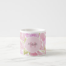 Blommigt Fuchsia Rosa Watercolor Monogram