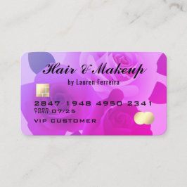 Blommigt Fuchsia Snyggt Lila Faux Kredit Card Visitkort