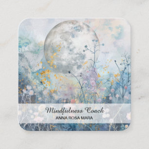 *~* Blommigt Full Moon Flowers AP70 Etheral QR Fyrkantigt Visitkort