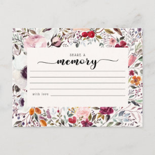 Blommigt Funeral a Memory CondolCard Vykort