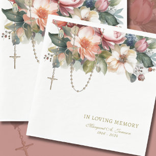 Blommigt Funeral Catholic Rosary Memorial Pappersservett