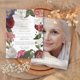 Blommigt Funeral Firande of Life Photo Meddelande Vykort