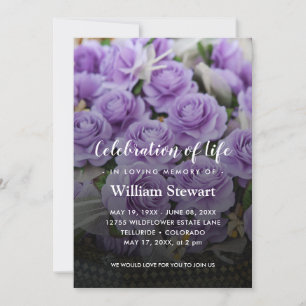 Blommigt Funeral Lila Ro Firande Life Inbjudningar