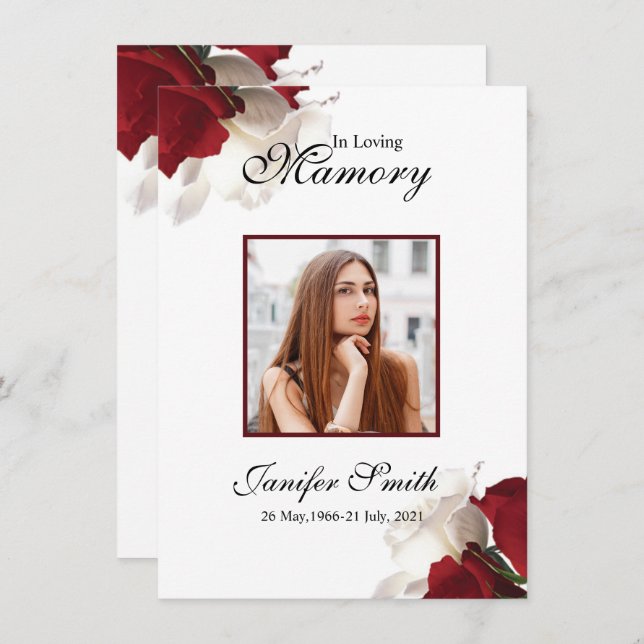 Blommigt Funeral Prayer Card (Fram/baksida)