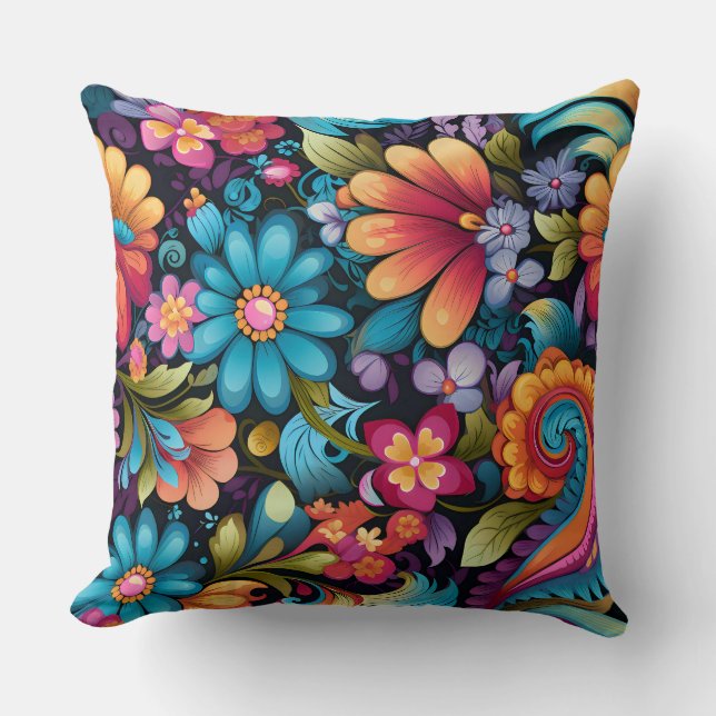 Blommigt Funkadelic Botanical Kudde (Framsida)