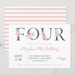  BLOMMIGT FYRA | 4E FÖDELSEDAGEN PARTY INBJUDNINGAR