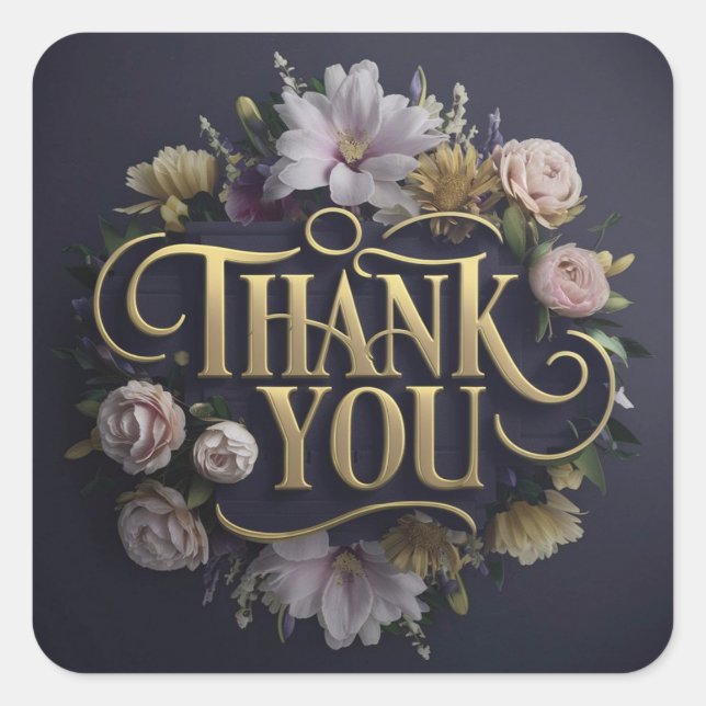 Blommigt Fyrkantigt Klistermärke (Framsida)