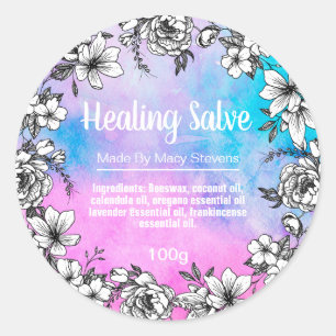Blommigt Galaxy Healing Balm Runt Klistermärke